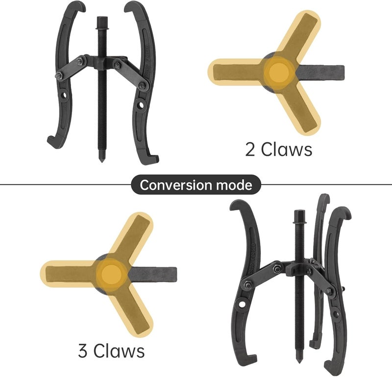 ChgImposs 12 Inch 2 Jaw / 3 Jaw Gear Puller, Multifunction Standard Carbon Steel Bearing Puller with 4 Single Hole Claw Pullers for Car/Mechanical Repairing - Image 3